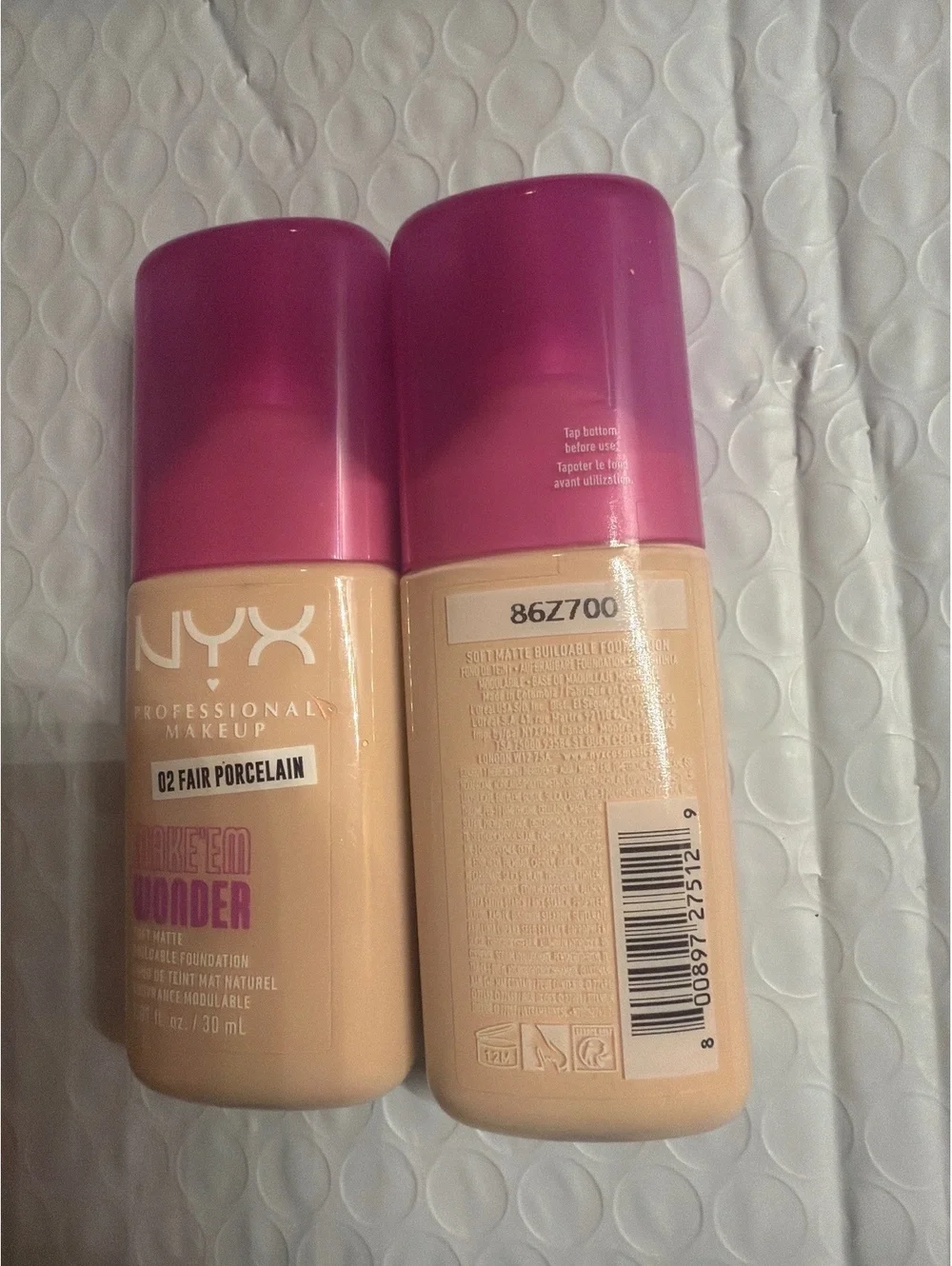 (2-pack) NYX PROFESSIONAL Makeup make em wonder” FOUNDATION 30ml each $30 value